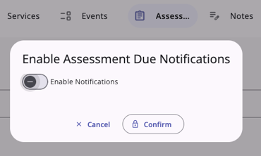 Enable Assessment Due Notifications Pop Up