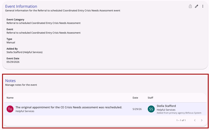 Event Information Page_Notes Section