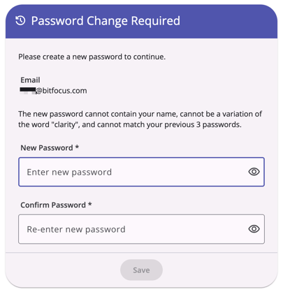 Example of a Password Change Required Screen