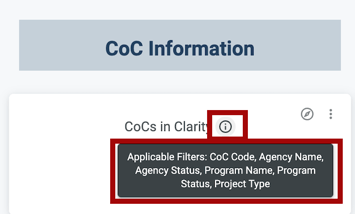 Example of info icon and tooltip for the Dashboard