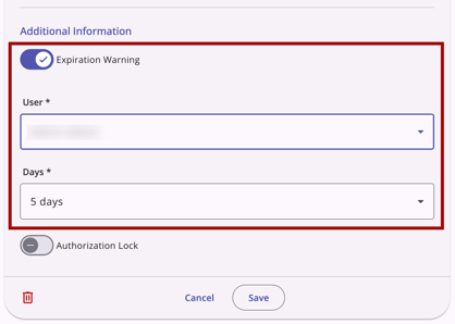 Expiration Warning Setting_Enabled View