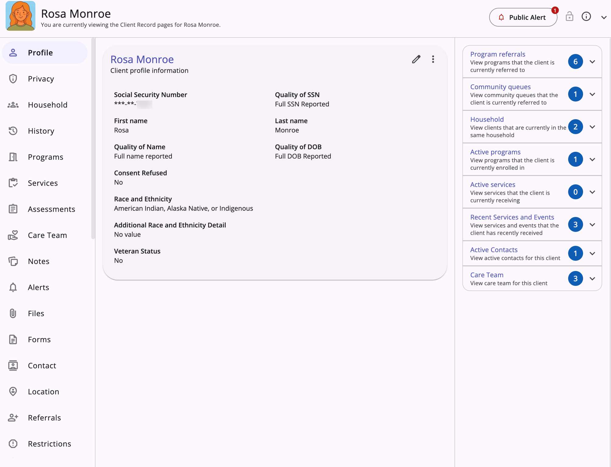 Client Record System Client Record Overview (New Clarity Interface)