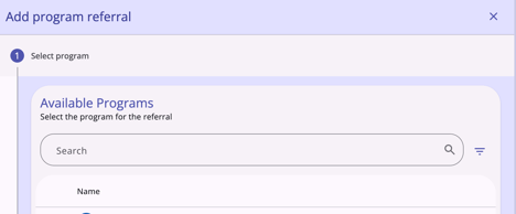 Add Program Referral Page