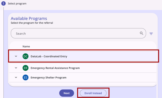 Add Program Referral_Enroll Instead Option