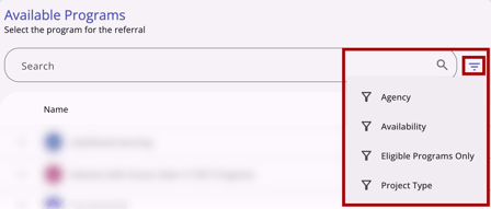 Add Program Referral_Filters