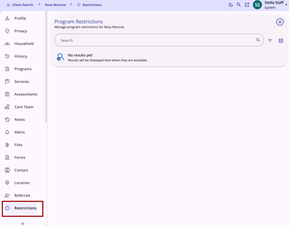 Program Restrictions Tab