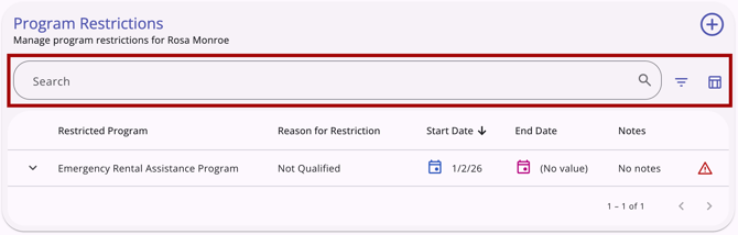 Program Restrictions_Search Options