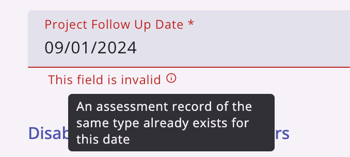 Follow up assessment warning