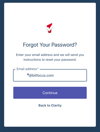 Forgot Your Password page where users can enter an email to get login information sent