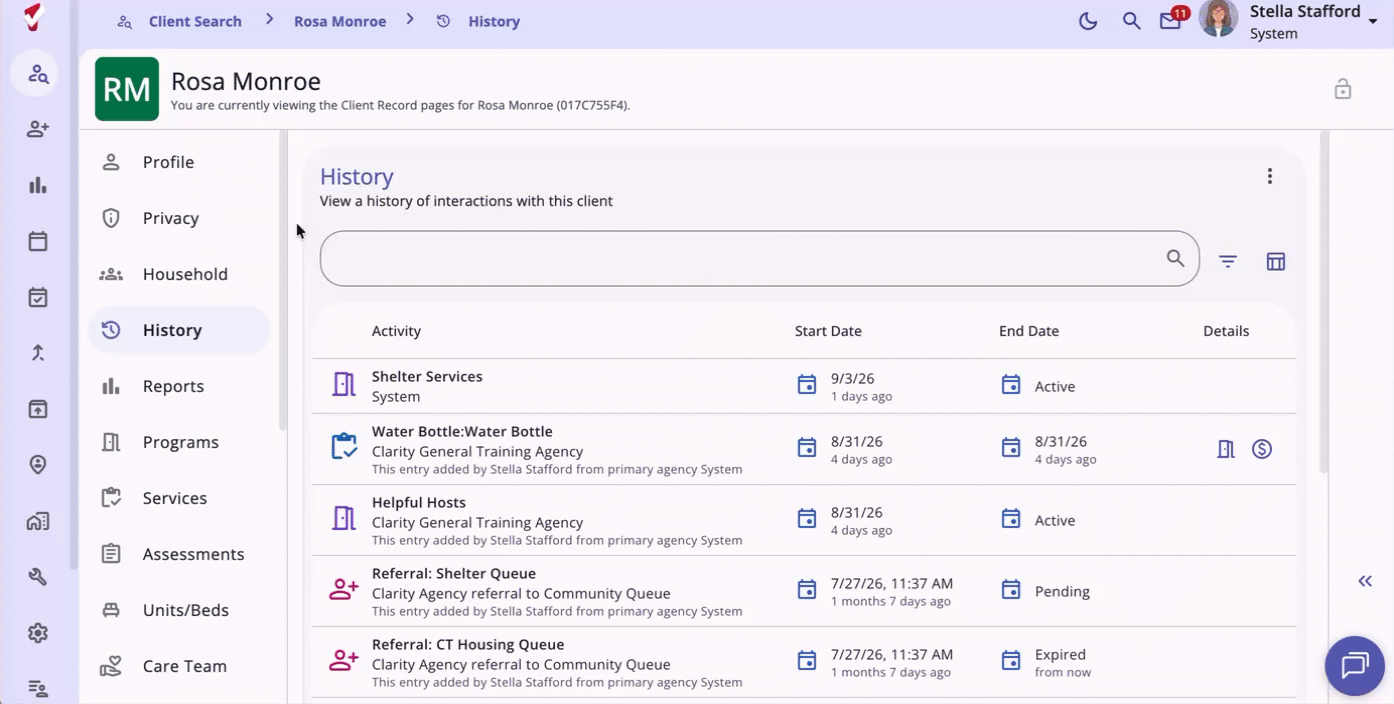Gif showing how to navigate to a user home page by clicking on Bitfocus icon