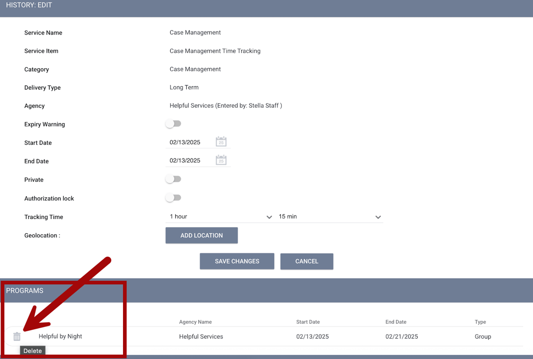 Recording and Editing Service Items in the Client Record