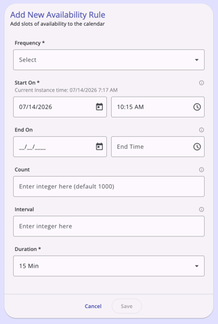 Add Availability Rule