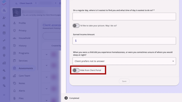 Hide from Customer Portal toggle