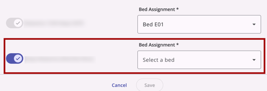 Household Member Bed Assignment Dropdown