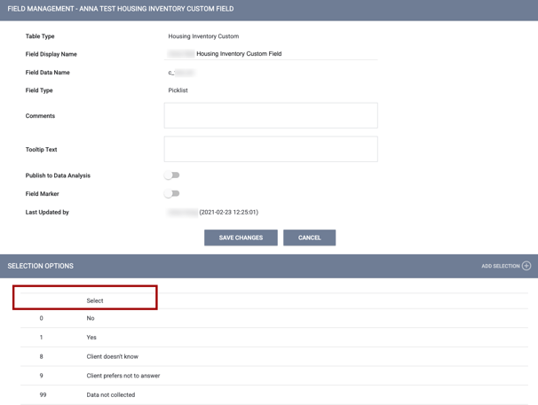 Housing Inventory Field