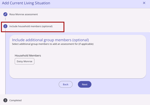 Include household members step on the Add Current Living Situation workflow