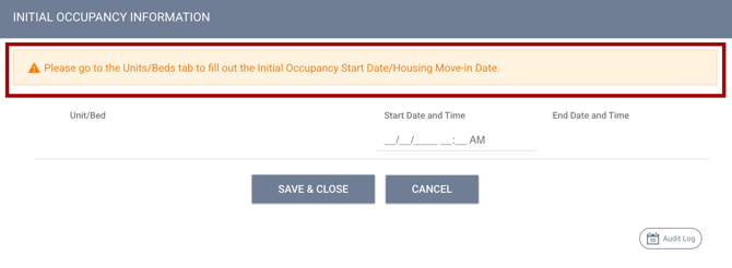 Initial Occupancy.Current Interface.Warning