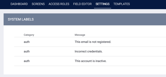 Settings > System Labels