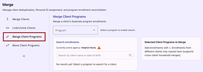 Merge Module with Merge Client Programs tab highlighted