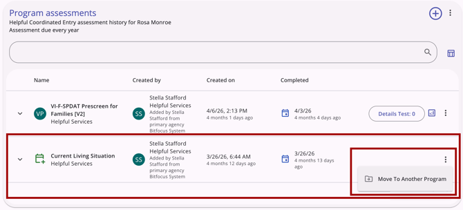 Move to Another program option