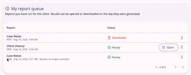 My reports queue showing how to delete a processed report