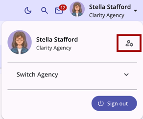 Changing a password process; highlighting the Account Settings icon
