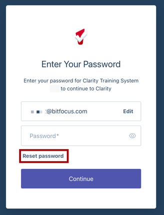 Enter Your Password page with reset password link highlighted