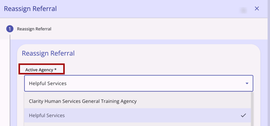 New UI Reassign.Active Agency