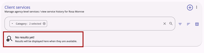 No Results Yet message showing on the Services tab