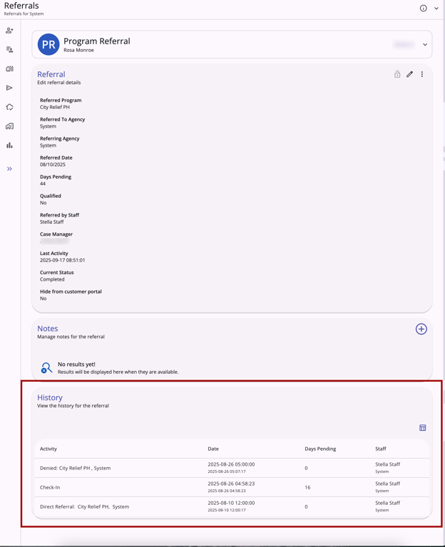 Referral History.New interface