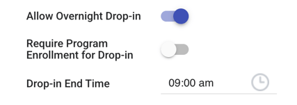 Overnight Drop-In Settings at Site level