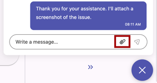 Paperclip icon showing on the chat widget