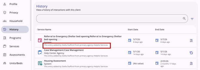 Primary Agency Display Example