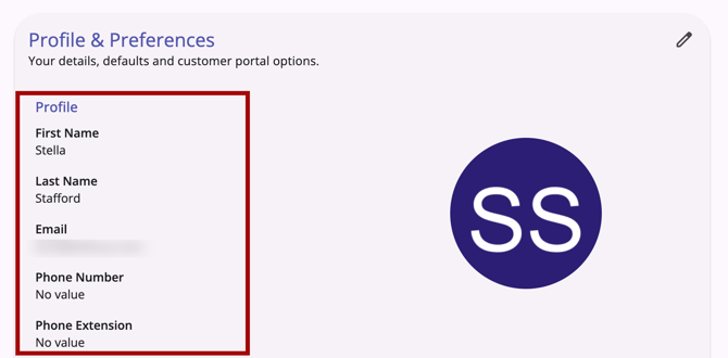 Profile fields available on the Profile and Preferences page