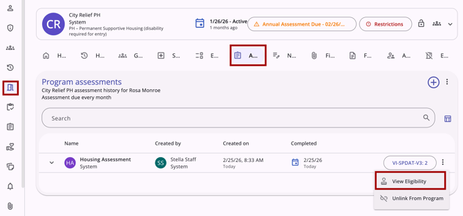 Program Assessment_View Eligibility