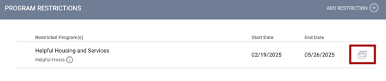Program Marker icon on the Program Restrictions section