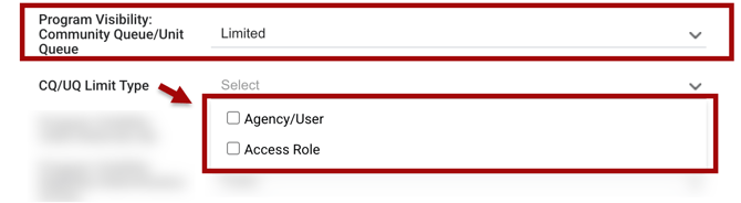 Program Visibility Limited Options for CQ and UQ