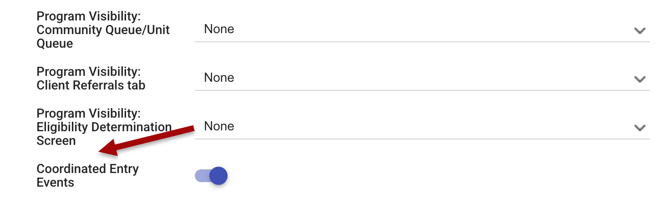 Program Visibility Set to None. Direct Unit Bed Referrals Field is Hidden