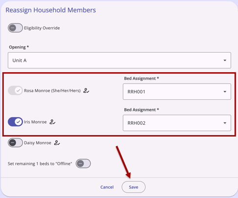Reassign Referral.Assign Beds