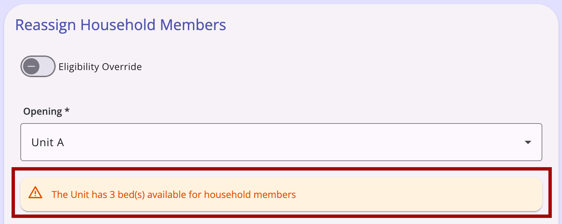 Reassign Referral.Household Members.Beds Warning