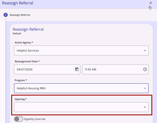 Reassign Referral.Opening