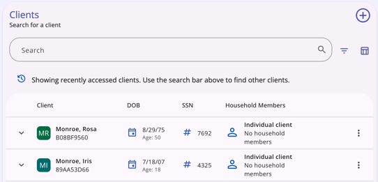 Recently Accessed Clients
