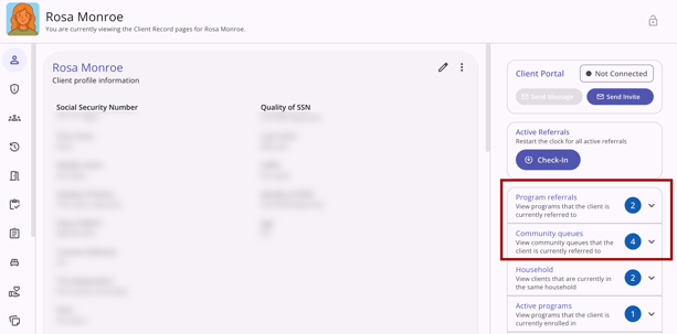 Referral Cards Located on a Clients Profile