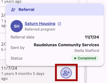 Referral Icon with popover