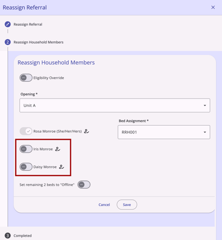 Referral Reassign.Household Member List