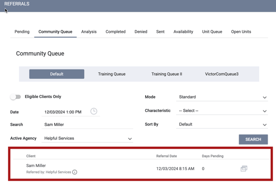 Referral times.CQ list of referrals