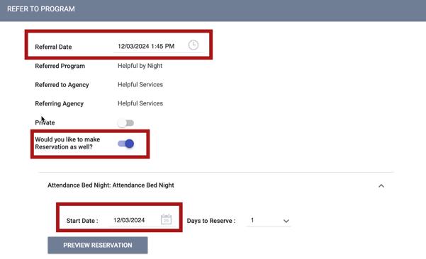 Referral times.reservations