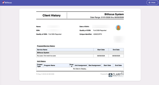 Report output shown for the web version