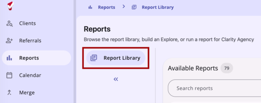 Reports Library shown on the Reports Module