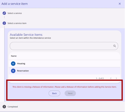 Reservation ROI Validation_Service Item